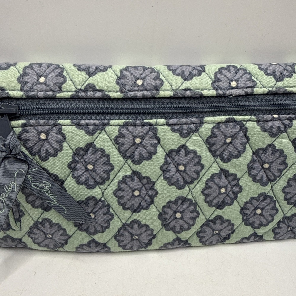 Vera Bradley Womens Cotton Tri-fold Wallet Teal Floral Full Size 8.5"x4" Retired - Picture 3 of 13